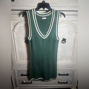 Y2K Hollister Green Knit Sleeveless Varsity Dress‎ Rugby Classic Preppy